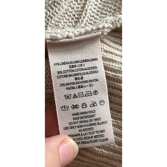 Free People Knitter Linen blend Top V-Neck Twisted Front Off-White Size Small/P - Picture 8 of 10